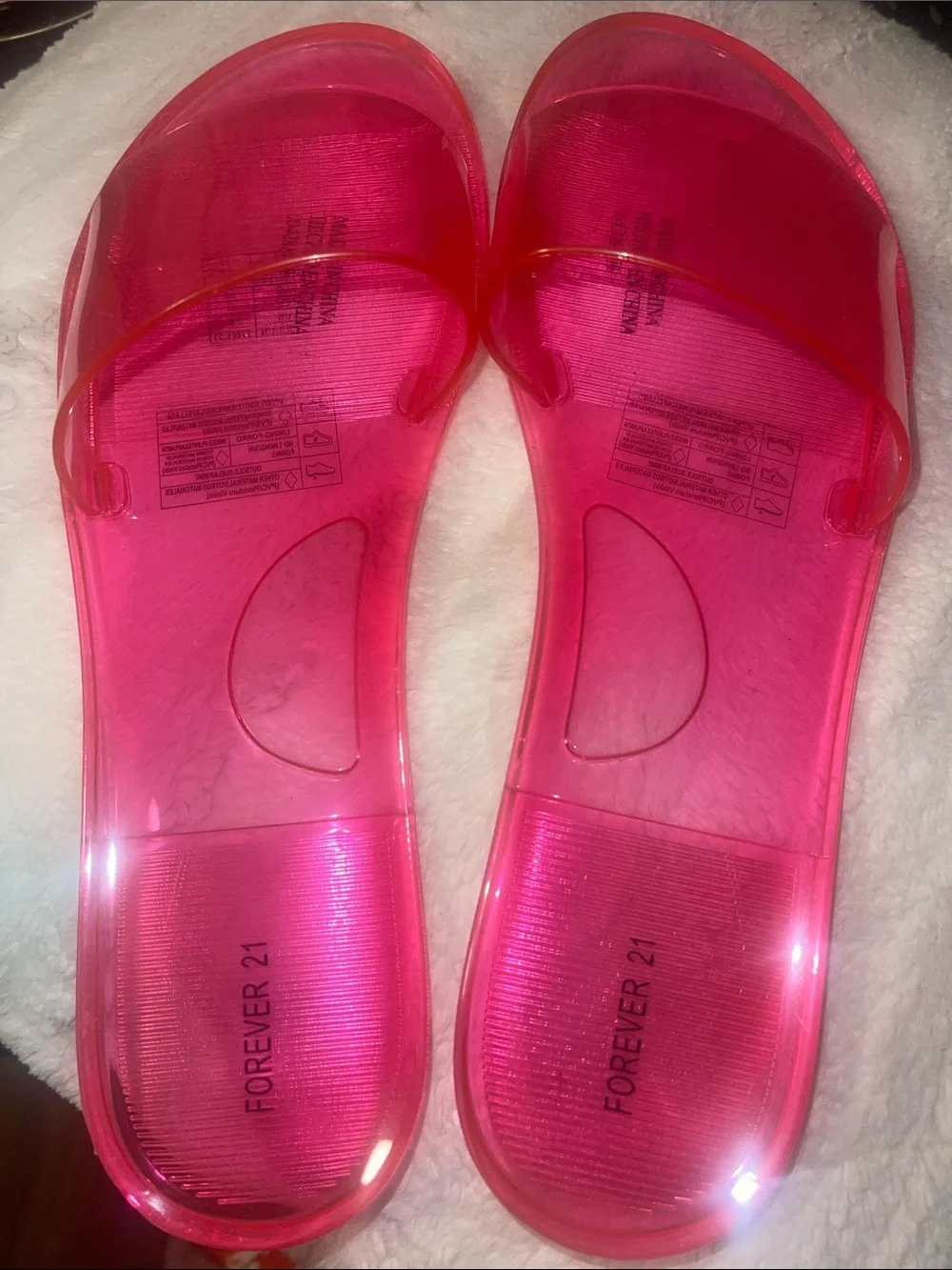 Forever 21 Hot Pink Transparent Jelly Slide Sandals